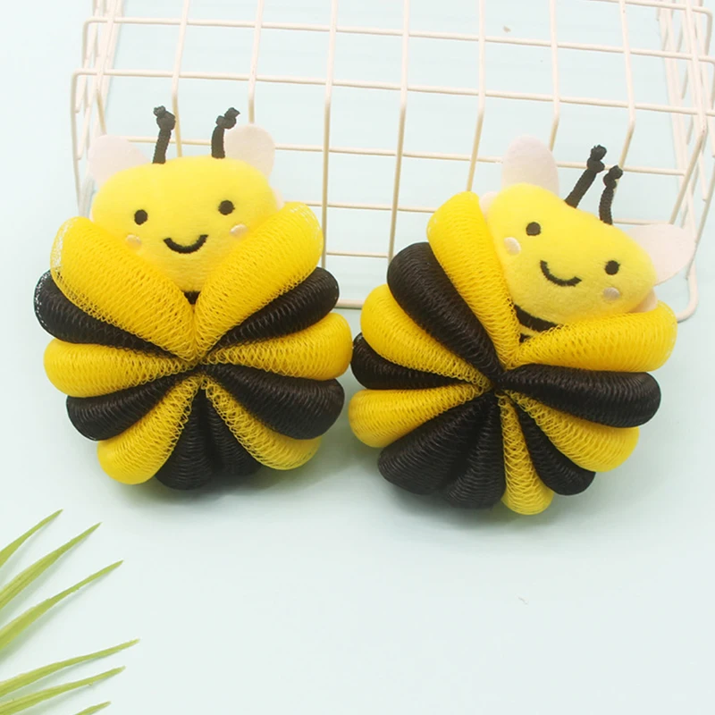 Bee spons mandi bola Shower gosok mandi mandi Pot tubuh spons Scrubber warna sikat pijat tahan lama untuk peralatan anak-anak