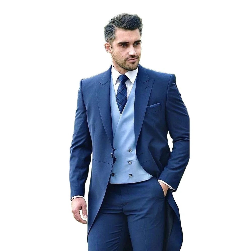 

New Slim Single Breasted Men Tuxedo 3 Pieces Blazer+Pants+Vest Handsome Wedding Formal Work Causal Tailored Set