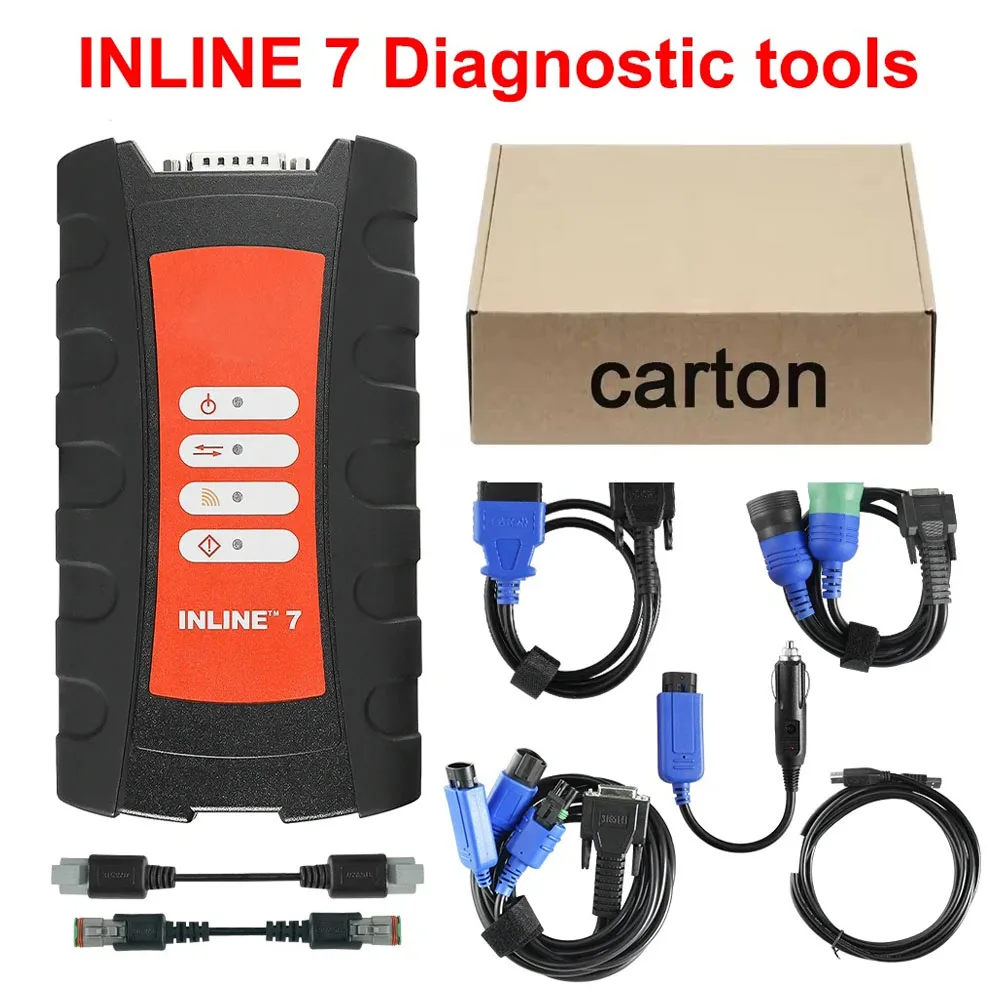 INLINE 7 Data Link Adapter Scanner Cum INLINE 7 Engine Code Reader Obd2 Diagnostic Tool Heavy Duty Truck with Insite 8.7/9.3 PRO