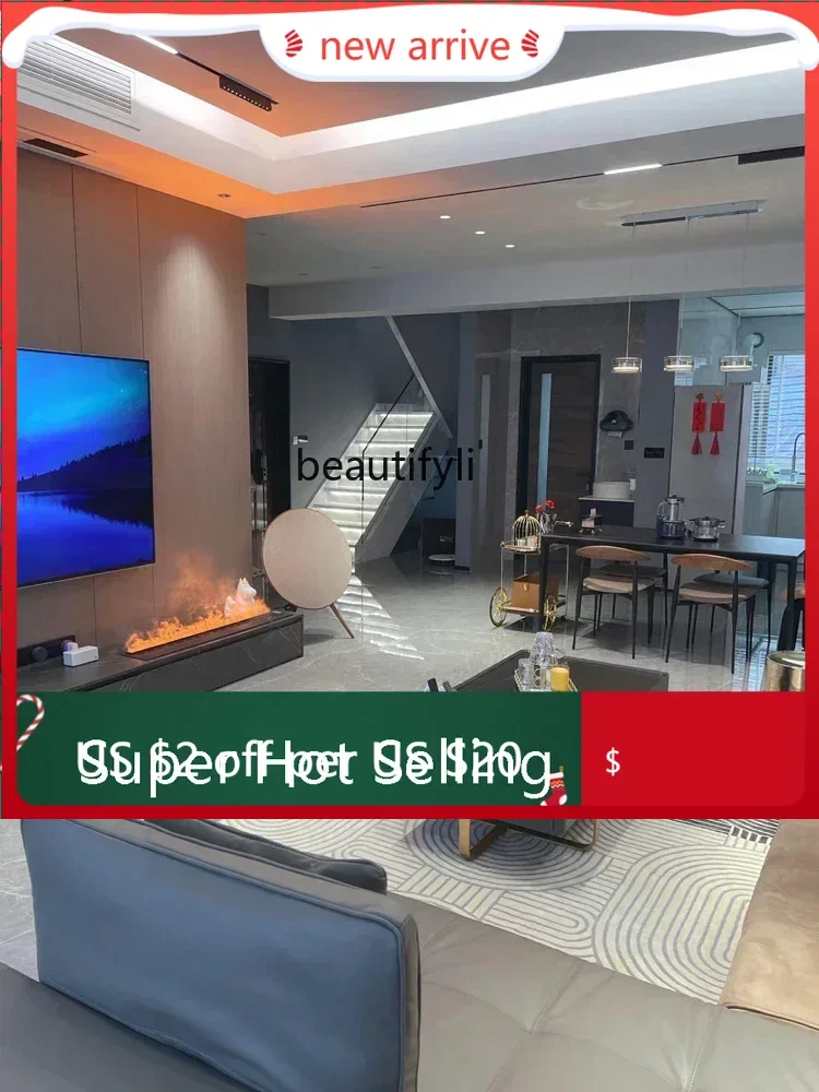 

S132 New style Customized 3D atomizing fireplace embedded villa home living room decoration simulation fake flame electric firep