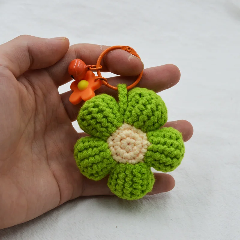 Groothandel handgemaakte gehaakte pop pluche knuffel kleine rode bloem hanger haaknaald handgemaakte garen weven Afghaanse bloem