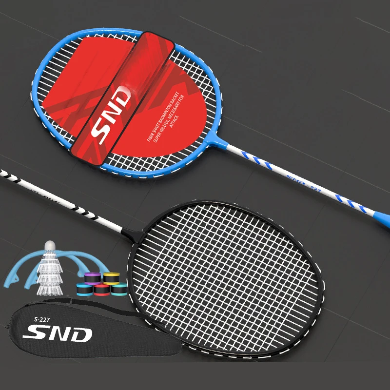 Double Racket Set For Adults Badminton Racket High Elasticity Foam Handle Professional Defensive Double Racket Set For Exercise