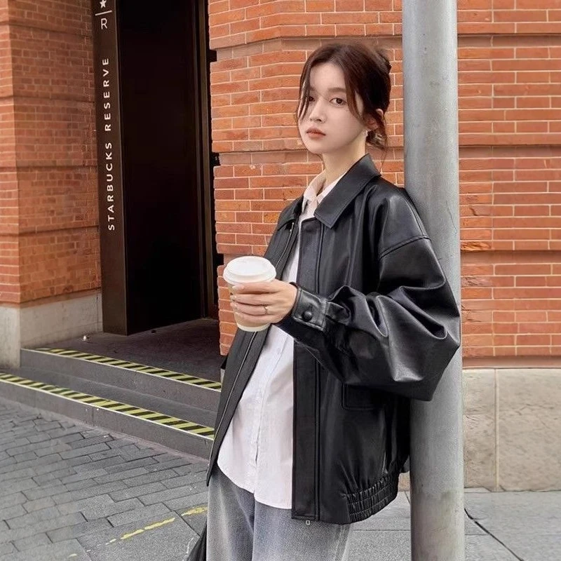 

Кожаная куртка Browan женская, модная, в стиле ретро, мотоциклетная, весна-осень, новинка, маленький размер, трендовая, на молнии