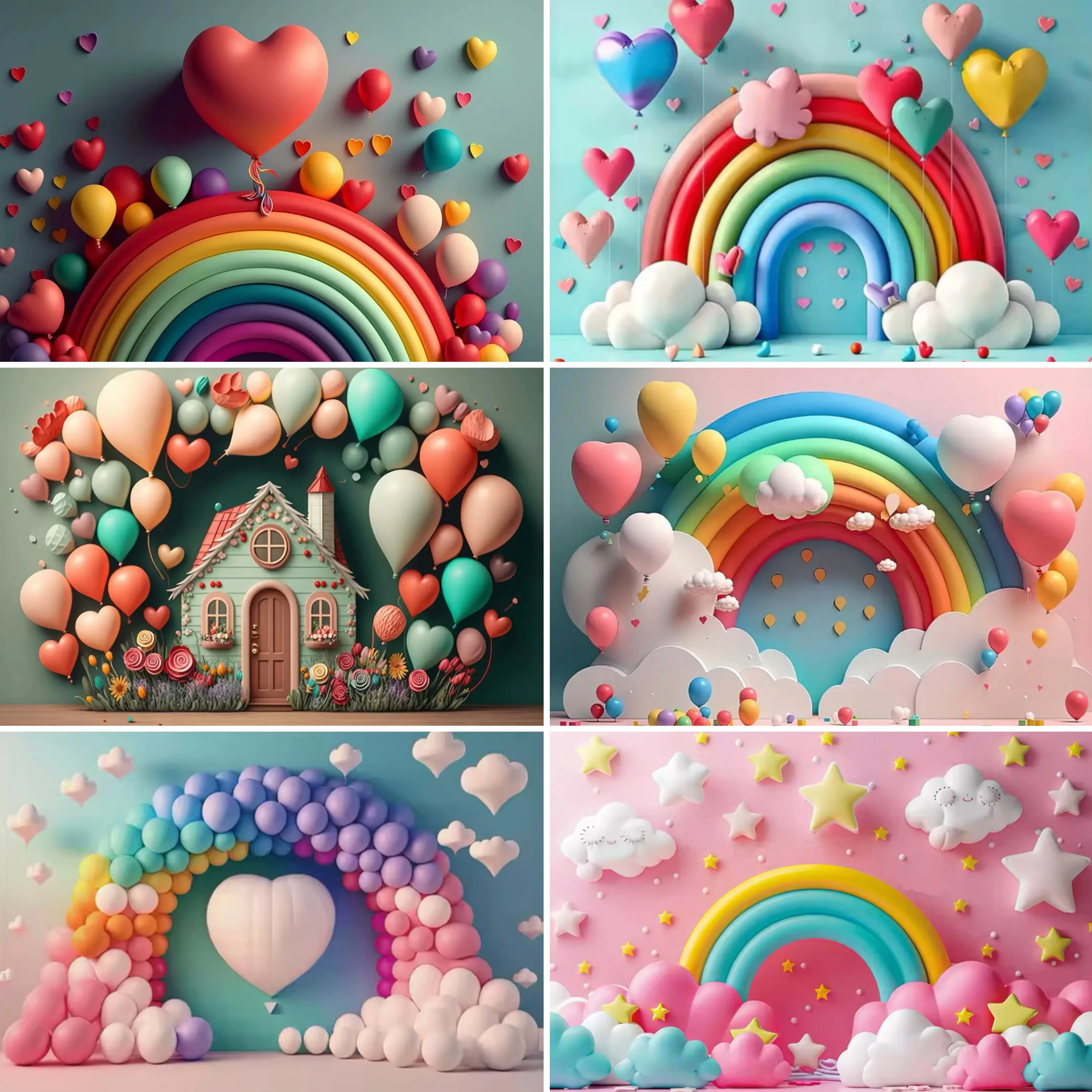

Colorful Balloon Arch Theme Party Decor Backdrop Rainbow Clouds Kids Birthday Party Decor Banner Baby Baptism Party Supplies
