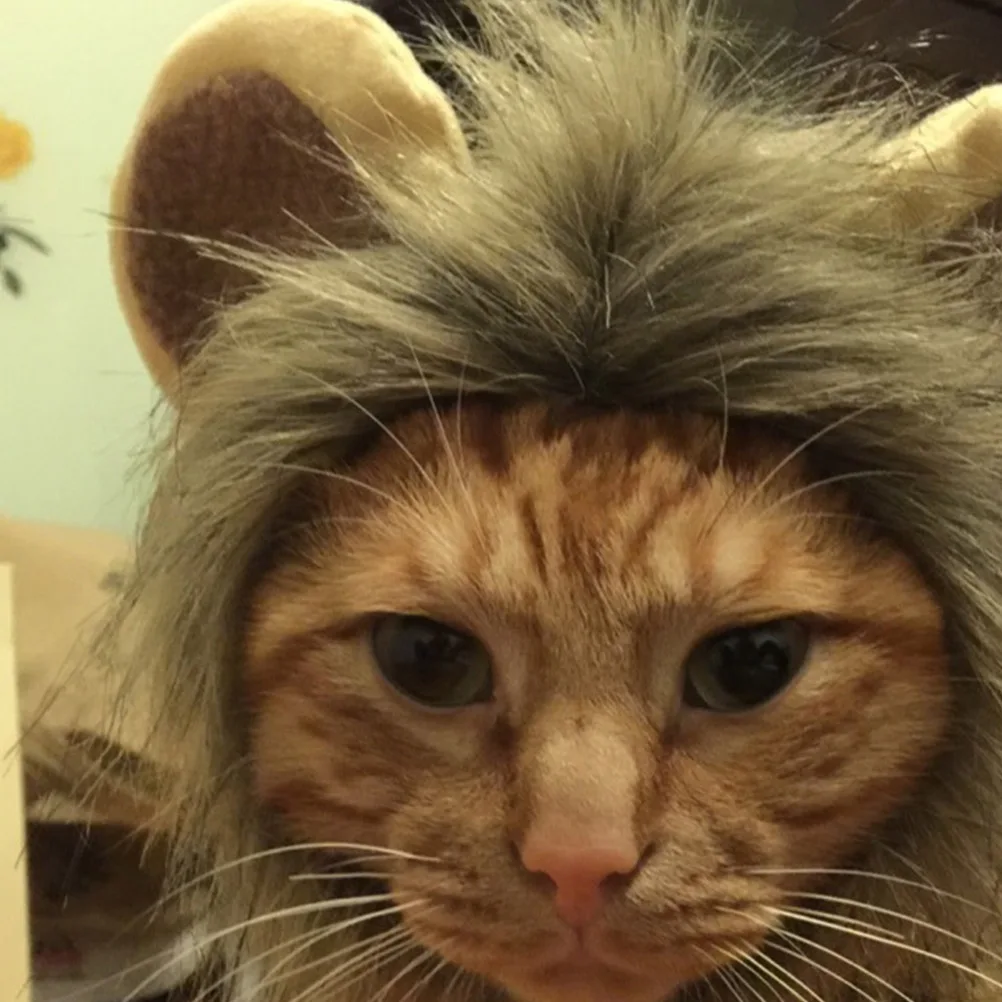 

Cute Lion Style Pet Hat Adjustable Size Hook Loop Closure Dog Cat Halloween Costume Photo Shoot Pet Accessories Small Pets