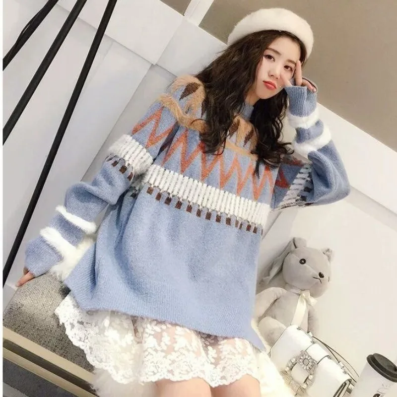 

Winter 2023 New Women Plus Size Loose Jumper Thick SweaterKni t Jacket