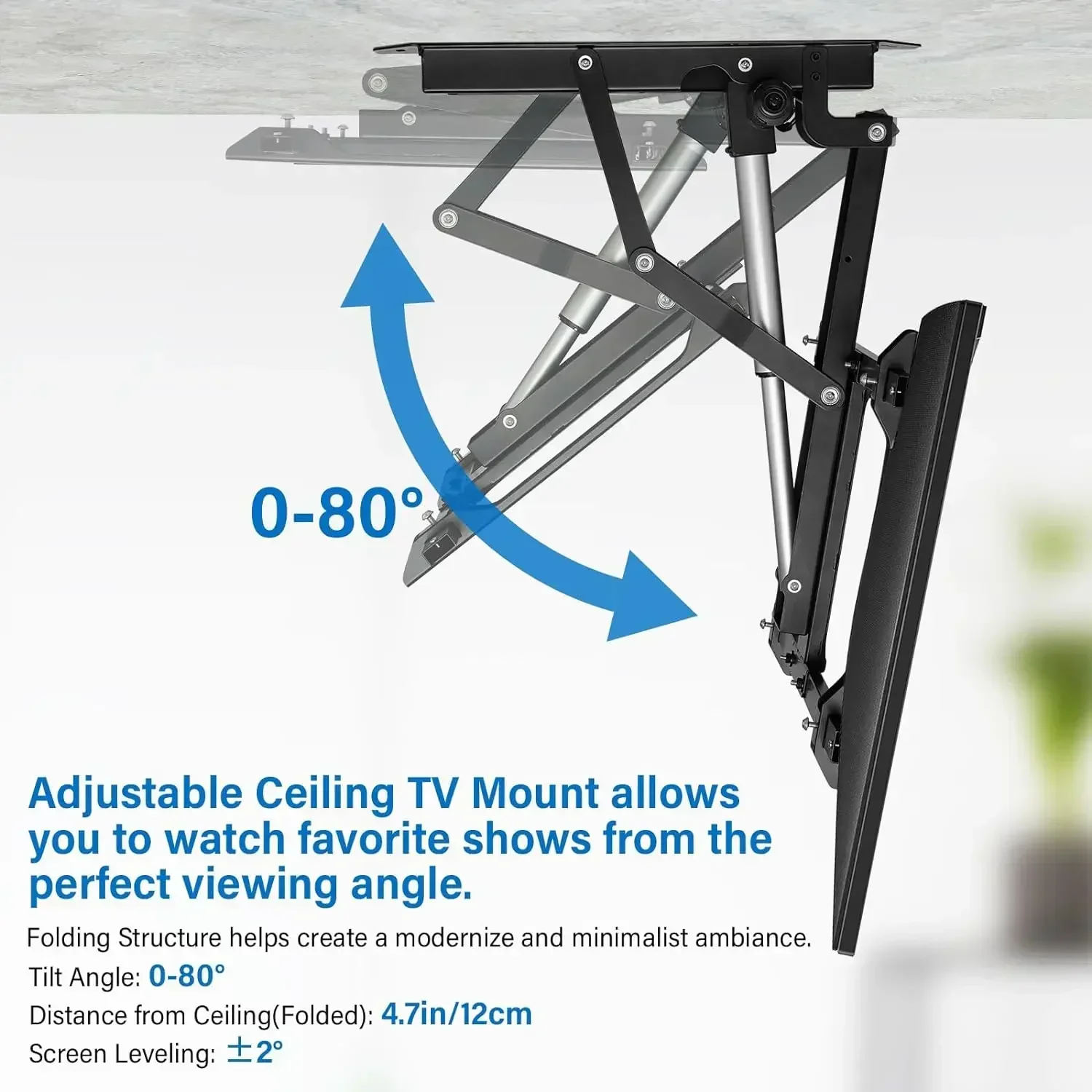 

Electric Adjustable Ceiling TV Mount with Remote, Motorized Flip Down Pitched Roof TV Mount for 32 to 70 Inch Flat and Curved