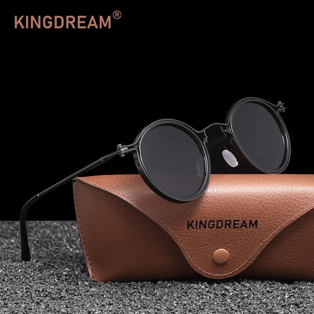 

KINGDREAM Men Polarized Sunglases Metal Small Round Frame Sun Glasses Women UV400 Shades Gothic Steampunk Eyewear