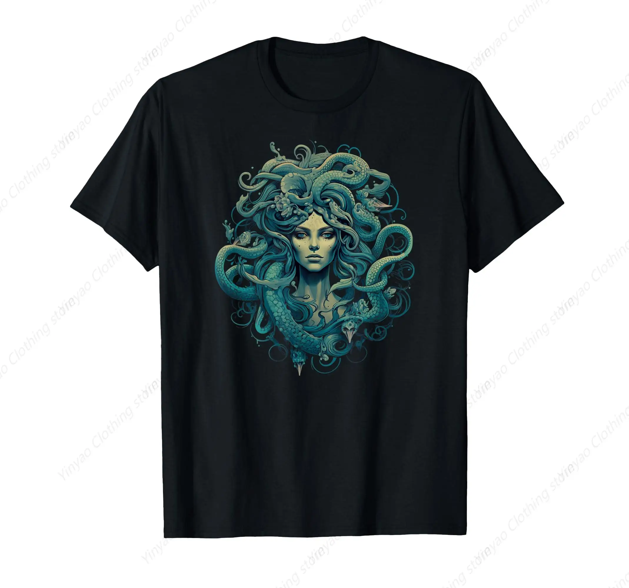 

Medusa Greek Mythology Printed Men's Shirt Ancient Dark Retro Design Halloween T-Shirt Cool Pure Cotton