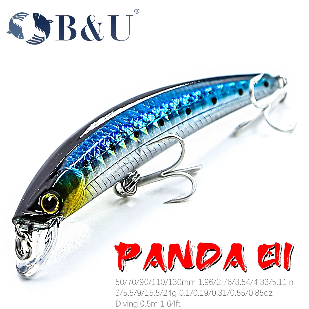 B&U 50/70/90/110/130mm hot model fishing lures hard bait 9color for choose sinking minnow quality professional minnow depth0.5m