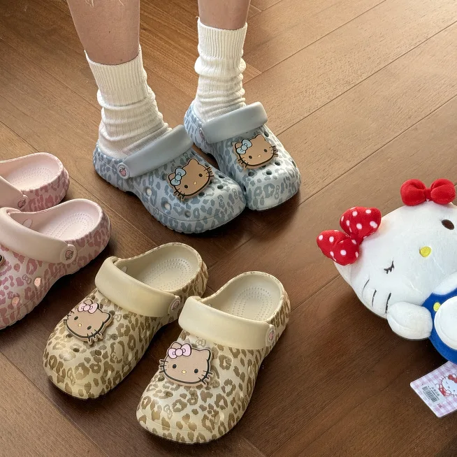 Leopard Print Cartoon Summer Cool Slippers Trendy Cute Closed Toe Breathable Anti Slip Wearable Outdoor Practical Beach Slippers view 2