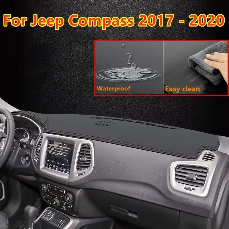 PU Leather LHD Dashboard Cover Dash Pretector Anti-Slip Mat Trim Dashmat Carpet For Jeep Compass 2017-2020