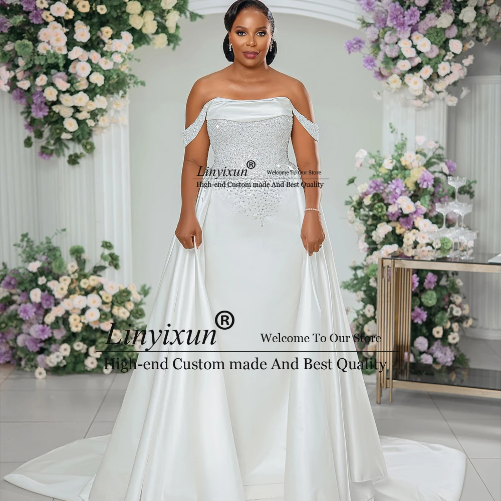 فساتين زفاف كريستال أنيقة 2025 قبالة الكتف انفصال قطار حورية البحر زي العرائس مخصص vestido de novia gotico #1