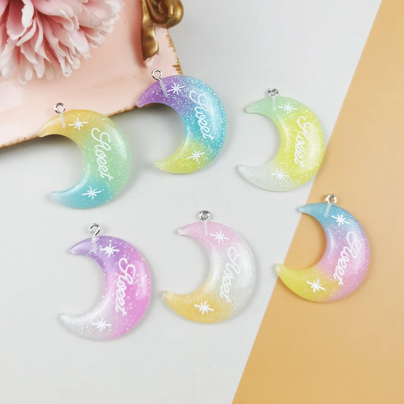 JeQue 10pcs Letter Moon Resin Charms Pendants For Necklace Jewelry Findings Korean Keychain Dangle Earring Diy Making