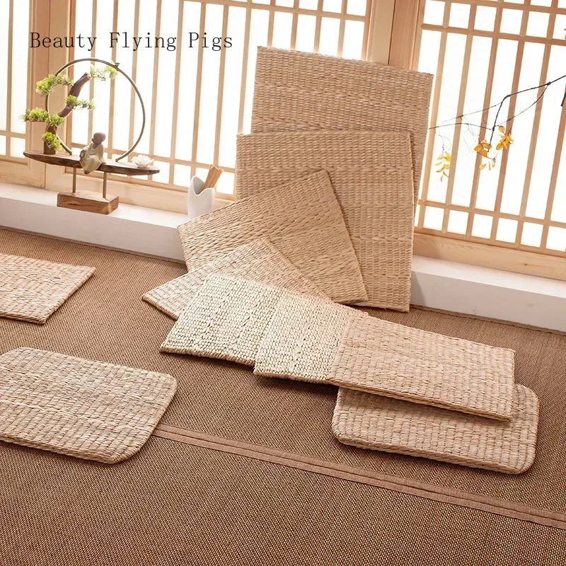 Idyllic wind straw handmade home ventilation cushion tatami cushion futon meditation worship Buddha mat square window floor mat