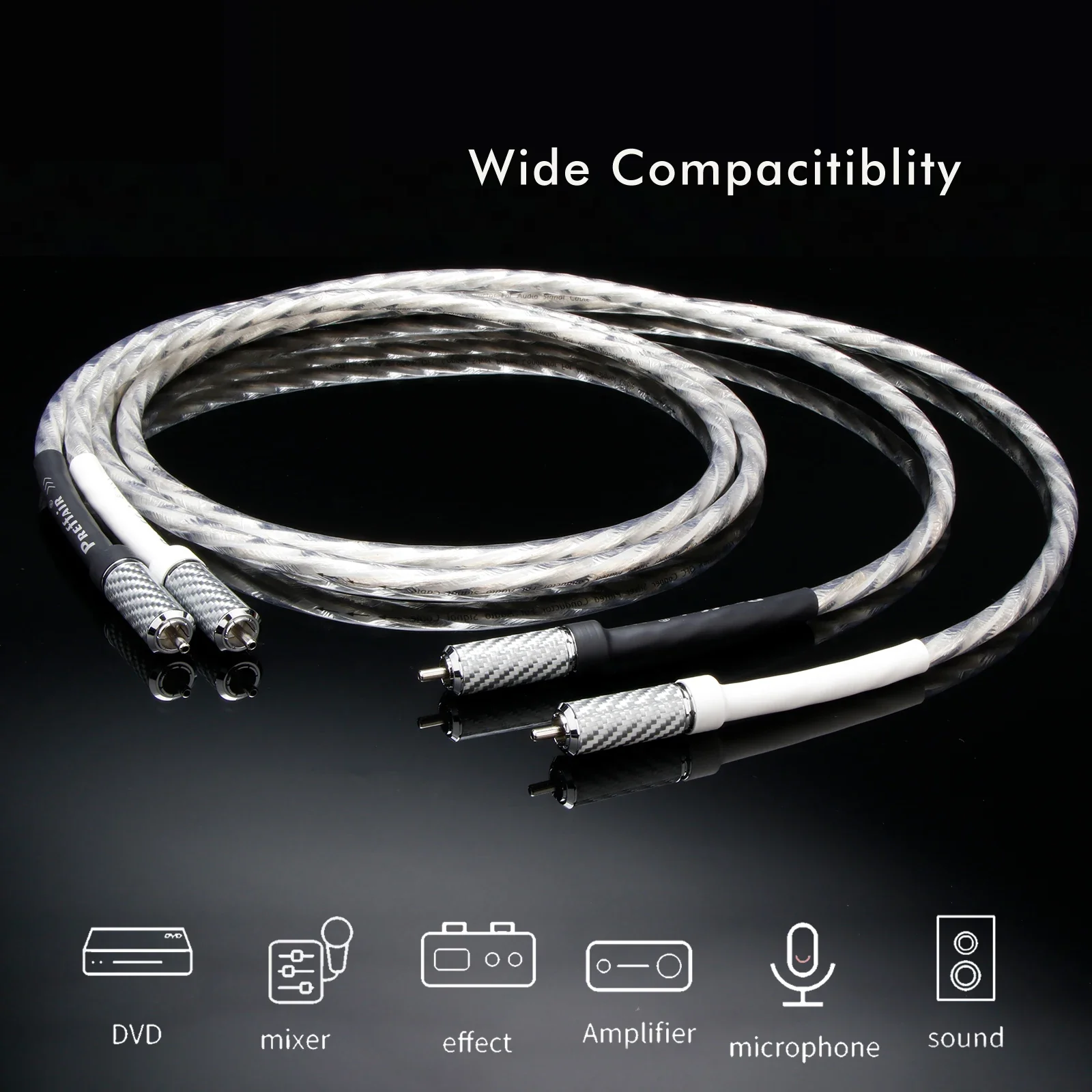 Premium Silver-Plated RCA/XLR Audio Cable｜Dual-Core Isolated Shield｜Full Silver+FoIL Shielding｜Hi-Fi High-Freq Clarity