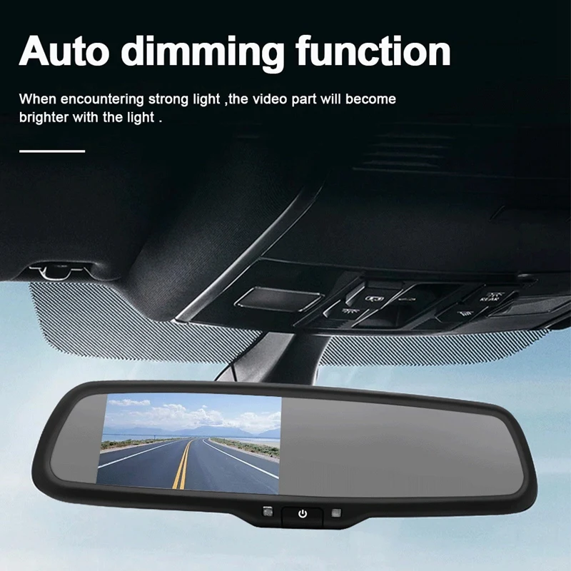 Car 4.3-Inch Dash Cam Mirror Auto-Dimming AHD Display With Special Car Bracket HD Reversing Rearview Mirror