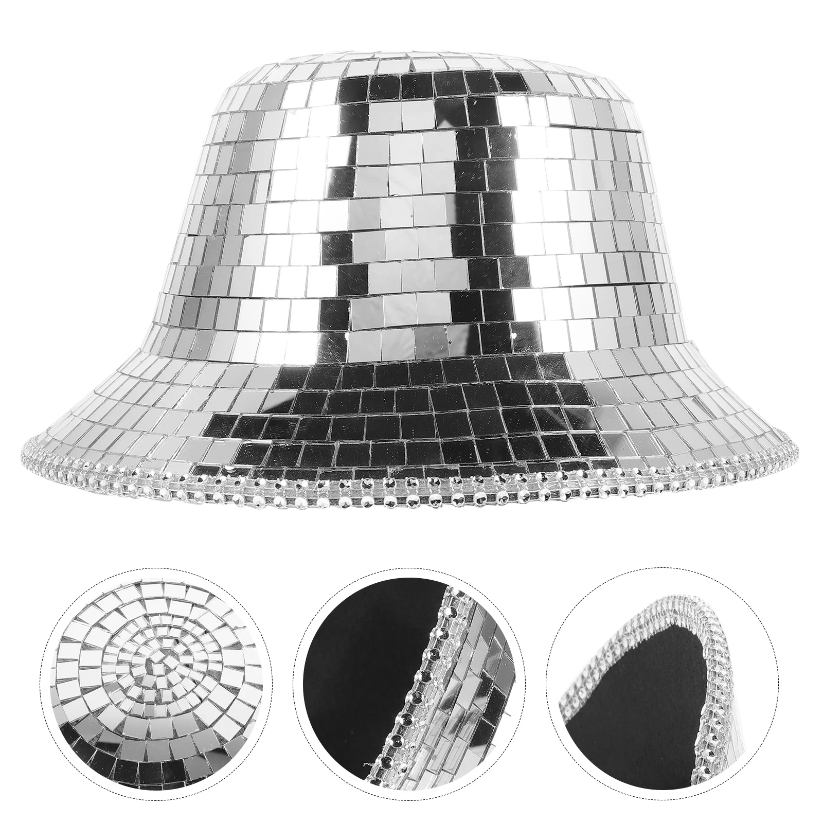 Reflective Cowboy Hat Trendy Mirror Outfits Disco Ball Party Hats for Adults