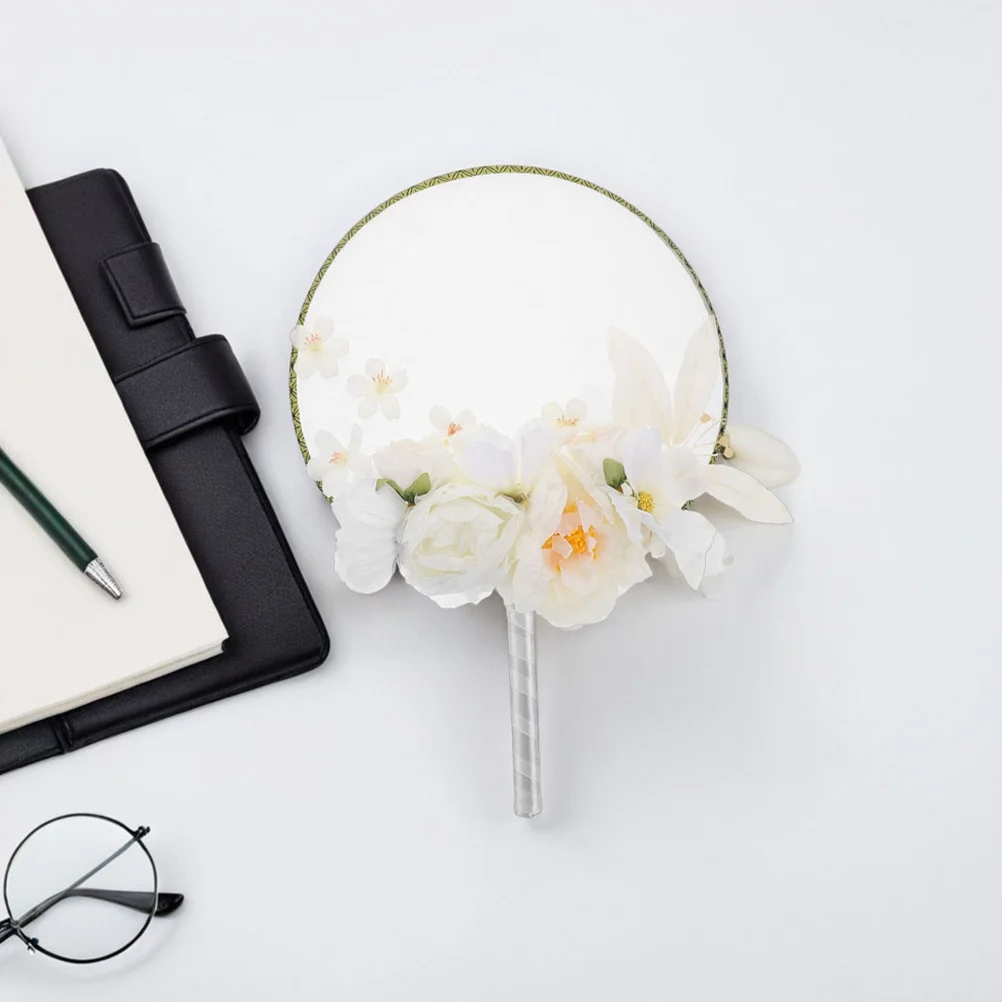 

2pcs New Chinese Style Decorative Fan: Round Handheld Fan With Tassel Artificial Flowers For Hanfu Photoshoots Stage Home Decor