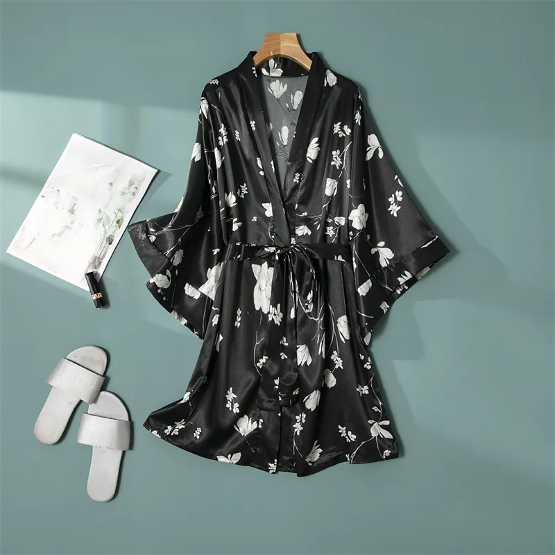 Ice silk nightgown bathrobe home clothes pajamas coat