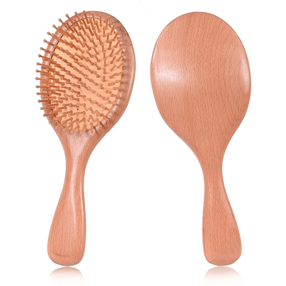 

Natural Wooden Brush Scalp Cushion Massager Massage Comb Wide Teeth Detangling Brush Ergonomic Massage Comb Handle
