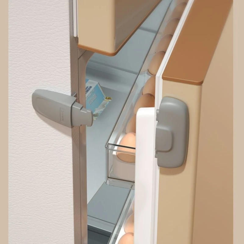 Blokada bezpieczeństwa dla dzieci, wielofunkcyjna blokada drzwi lodówki, zabezpieczenie przed przytrzaśnięciem palców, produkt zabezpieczający dla dzieci, szary, 1 sztuka