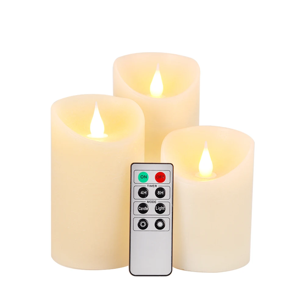 Flameless LED Candles with Beautiful White Moving Flame for Home Decoration Made of Paraffin Wax