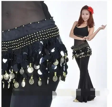 

1pcs/lot belly dancing 88coin hip scarf Belly Dance Hip Wrap Scarf Coin Sequin Waistband free size