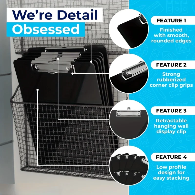 3 قطع من الألواح الحافظة شديدة التحمل مع قاعدة مضادة للانزلاق - لوح إسفنجي PP سميك، حافة تشبه معدنية للمكتب والمنزل والفواتير والرسائل #2