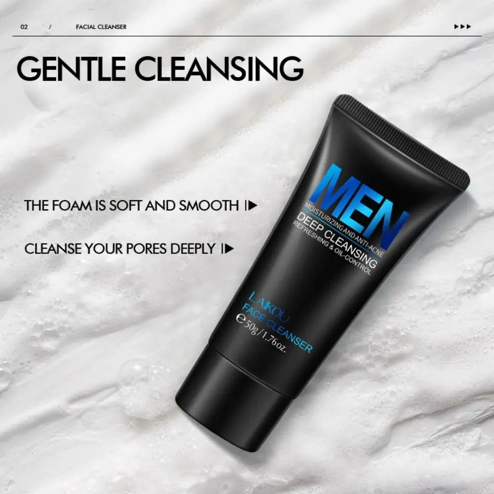 New 50g Men Facial Cleanser Moisturizing Face Washing Man Skin Care Blackhead Remove Deep Norishing Scrub Cosmetics