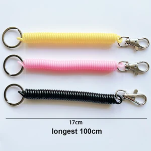 Spiral retrátil Primavera Coil Keychain, Theftproof, Anti Lost, Stretch Cord, Safety Key Ring com Metal Fecho da Lagosta para Chaves 10 principais vendas espiral alargador - №10
