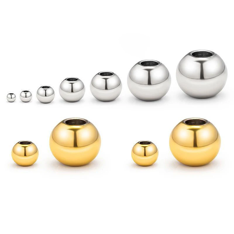 100 sztuk 2-4mm wysokiej jakości koraliki ze stali nierdzewnej do tworzenia biżuterii DIY luzem Spacer metalowe koraliki kulka do elementów bransoletek