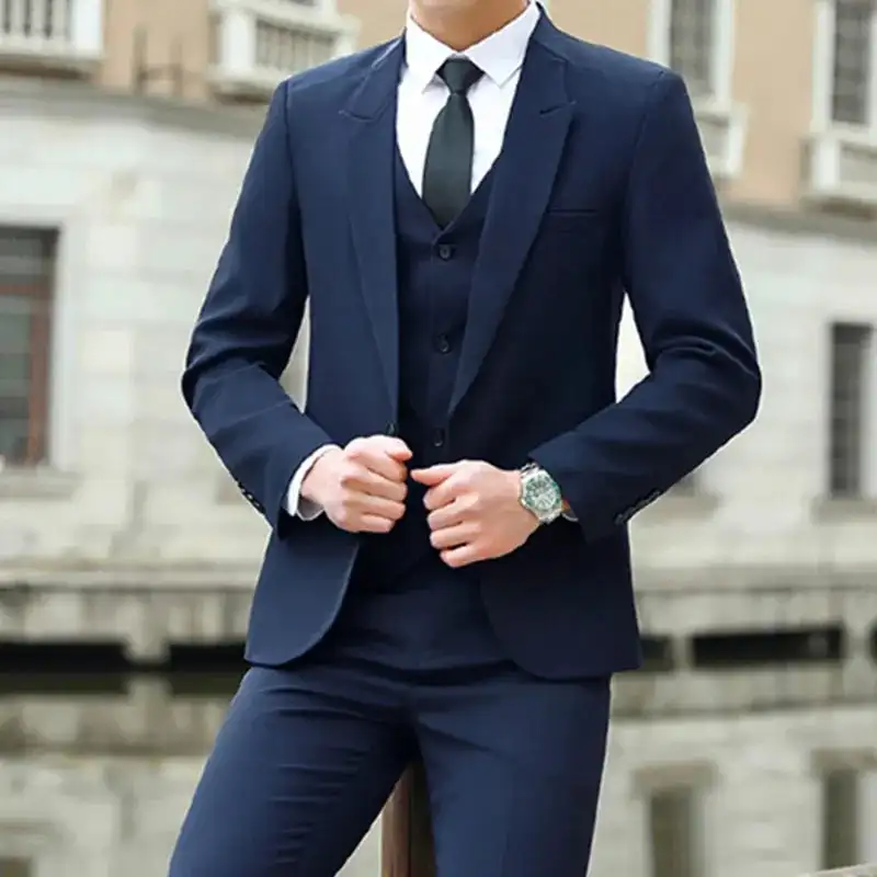 

2024 Groom Tuxedo for Wedding Prom Men Suits 3 Piece Formal Slim Fit Ceremony Male Clothes Set Single Breasted Vest Jacket Pants