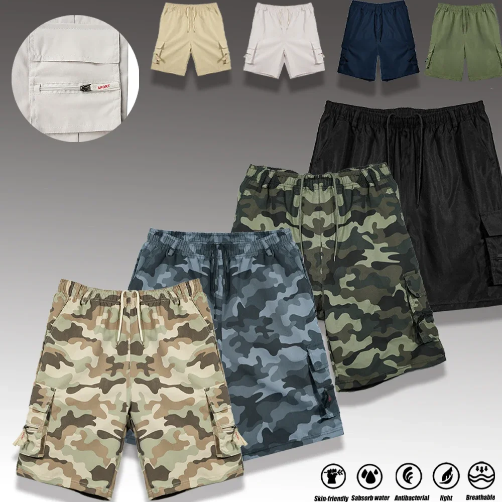 Men's Multiple Pockets Cargo Shorts Camouflage Tactical Hiking Short Pants Summer Waterproof Outdoor Casual Men Clothes 8 Colors