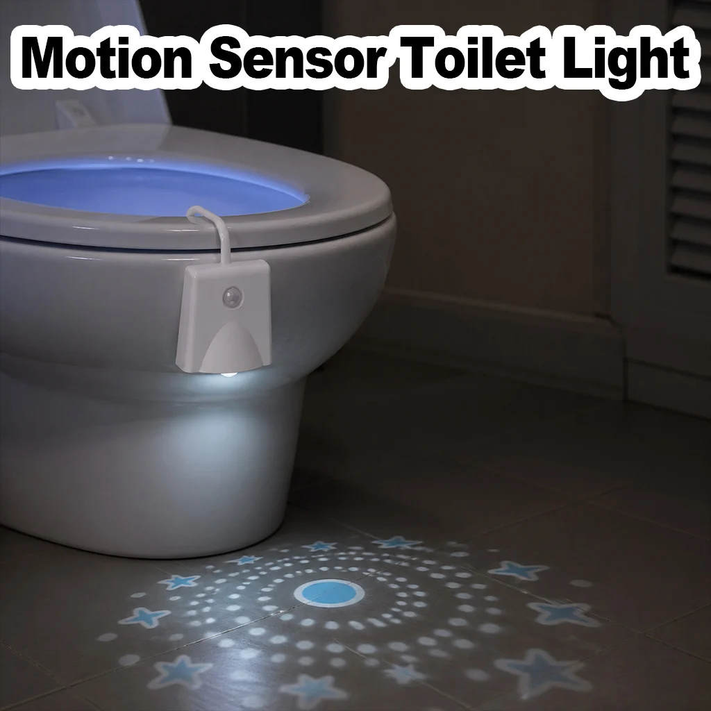 RGB Toilet Night Light Motion Sensor Toilet Bowl Lamp Rechargeable Colorful LED Projection Light Bathroom Washroom Lighting