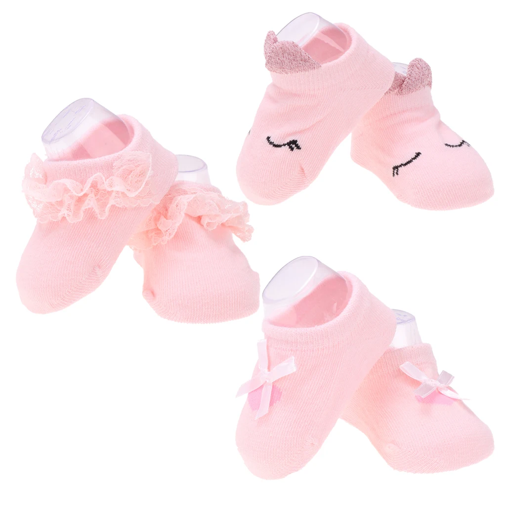Solid Color Anti Slip Floor Infant Socks with Bow Newborn Baby Socks for Tights and Dresses