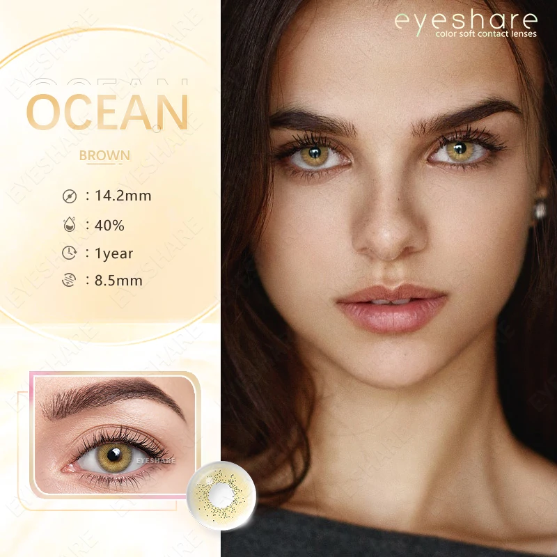 EYESHARE Natural Colored Contact Lenses 1Pair Ocean Blue Lenses Beautiful Pupil Yearly Makeup Lens Brown Eyes Contacts Lenses