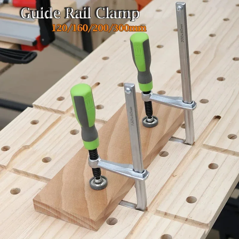 Guide Rail Woodworking Clamp 120/160/200/300mm With Plastic Handle Screw Action Arm for Woodworking MFT Table Track Saw Rails