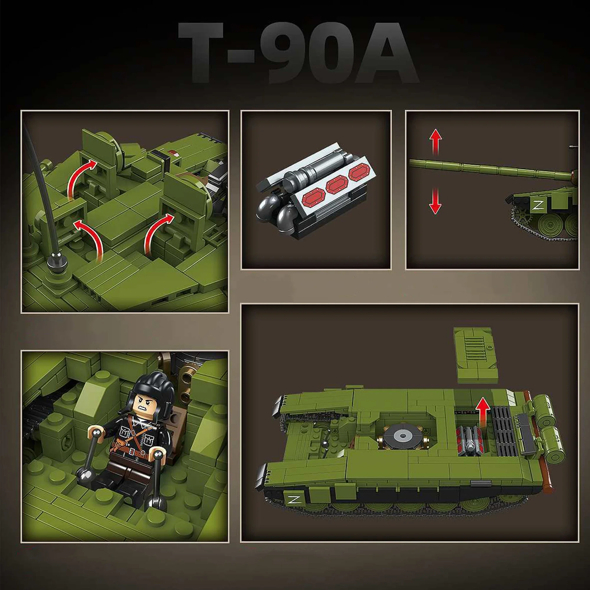 1200 pz T-90A Carro Armato di Battaglia Principale Building Blocks Serie Militare Russo Moderna Carro Armati di Guerra Veicolo Mattoni Giocattoli per I Bambini Regali Per Adulti