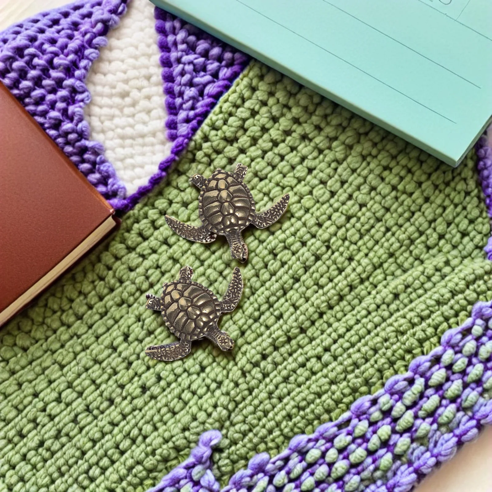 

2Pcs Solid Brass Turtle Decor Statue Vintage Inspired Finish Small Metal Sea Turtle for Desk Shelf Home Accent