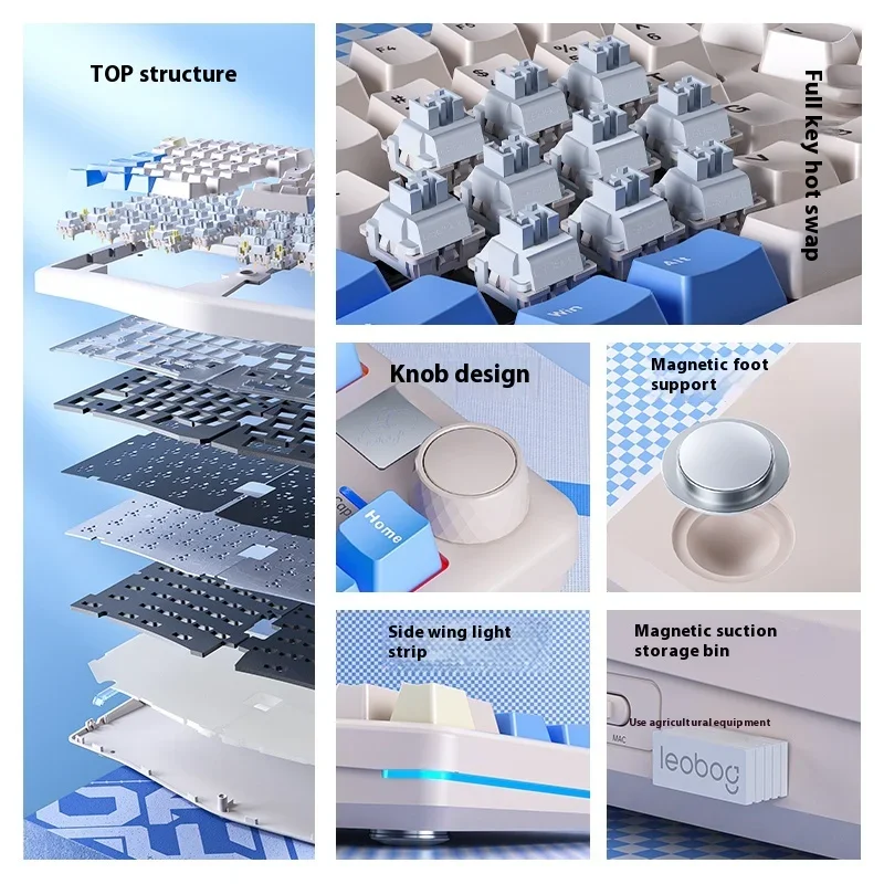 LEOBOG A75 Mechanische Tastatur 3 Modus Angepasst RGB Hot Swap Ergonomie Gaming Tastatur TOP Struktur Alice75 Kit PC Zubehör