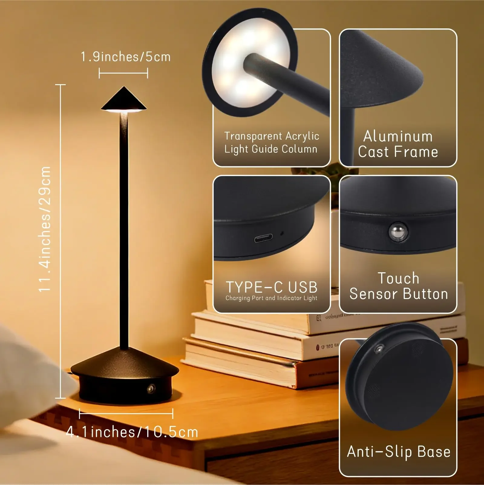 HPH Table Lamp Dining Led Desk Lamp Hotel Coffee Pina Cordless Table Lamp Living Room Bedside Lamp Decorative Desk Lamp