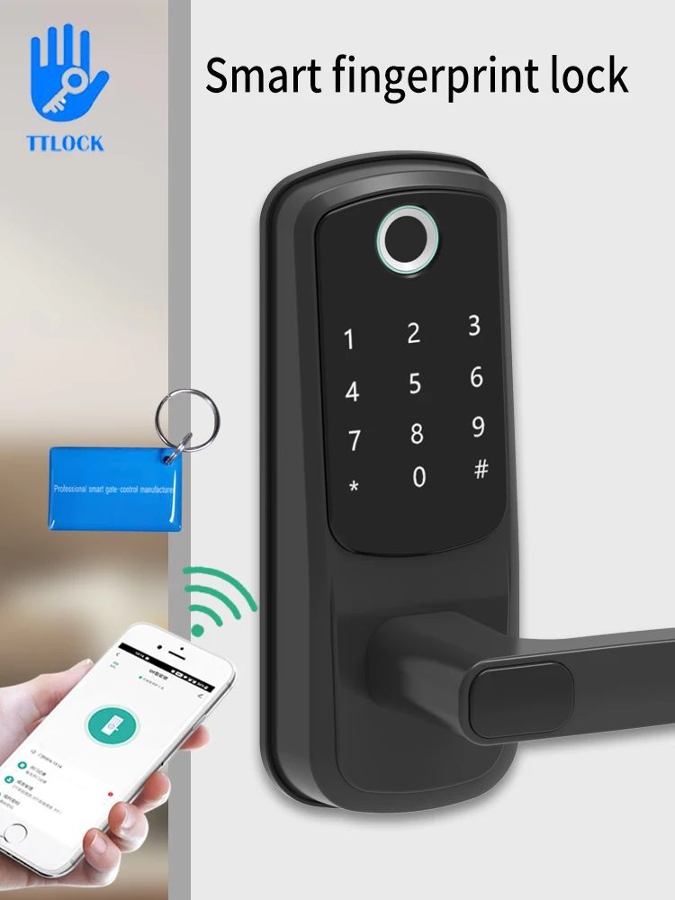 TTLOCK  APP Fingerprint Bluetooth Cylinder Lock Biometric Electronic Smart Door Lock Digital Keypad RFID Card Keyless Lock