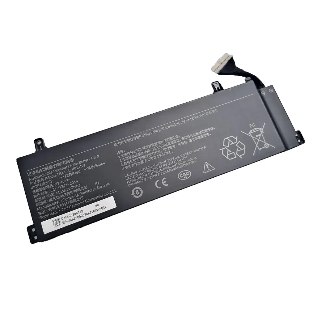 Imagem -02 - Nova Bateria do Portátil G16b01w para Xiaomi Redmi g Gaming 16 Series 4icp4 63 92 15.2v 55.02wh 3620mah