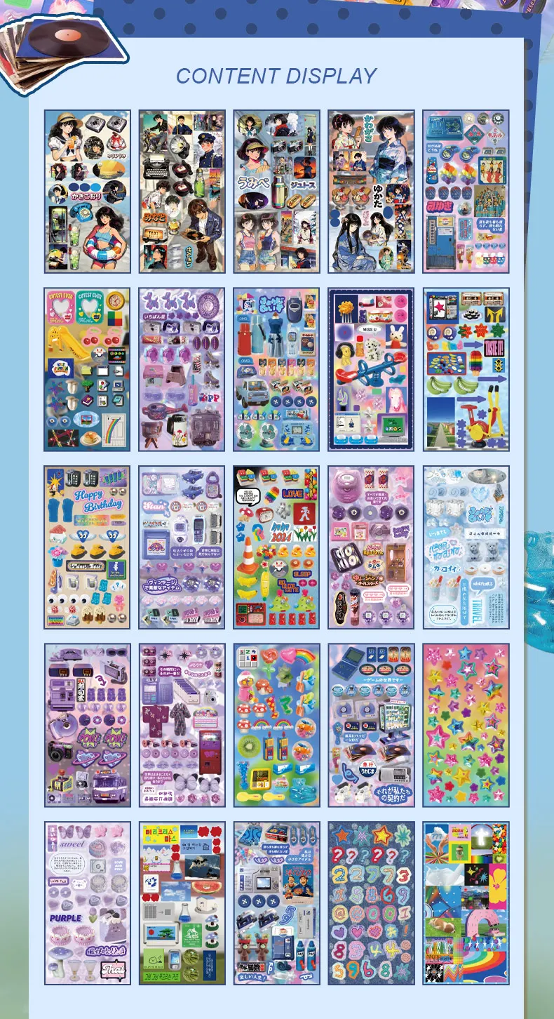 Showa Theme Die-Cut Stickers Book 25/50 Sheets for DIY Decorative Scrapbook Phone Case Collage Aesthetic Stationery Stickers