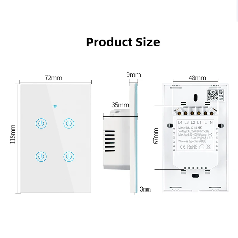 US standard Homekit touch sensing smart home WiFi wall light switch, remote control switch Siri voice control, IOS ecosystem