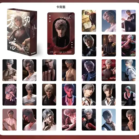  50Pcs/Box Game Love and Deepspace Props Play Card Xavier Zayne Rafayel Fans Card Birthday Charms Gift