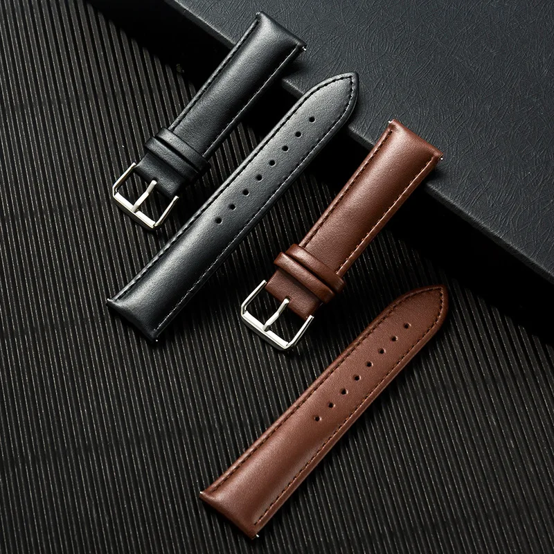 Business Soft Watchband Genuine Leather Strap Calfskin Men Women Universal Watch Band Watch Accessories Bracelet 18mm 20mm 22mm