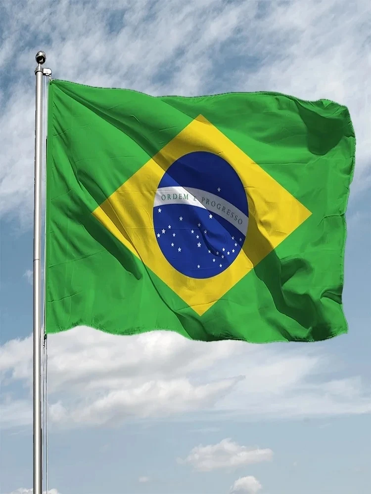 Brasilien-Flagge, 90 x 150 cm, brasilianisches nationales Polyestertuch für den Innen- und Außenbereich für Feier