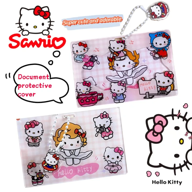 

Sanrio hello kitty креативный маленький свежий защитный чехол для удостоверения личности высокая цветовая цена мультяшный акриловый чехол для студенческого питания